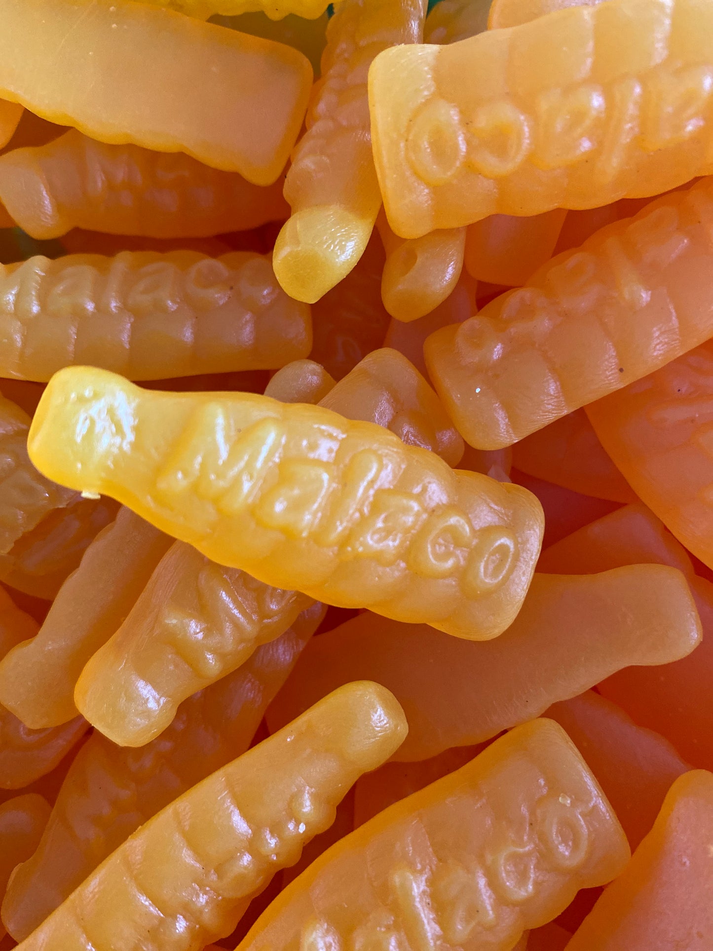 Orange soda bottles Swedish candy vegan