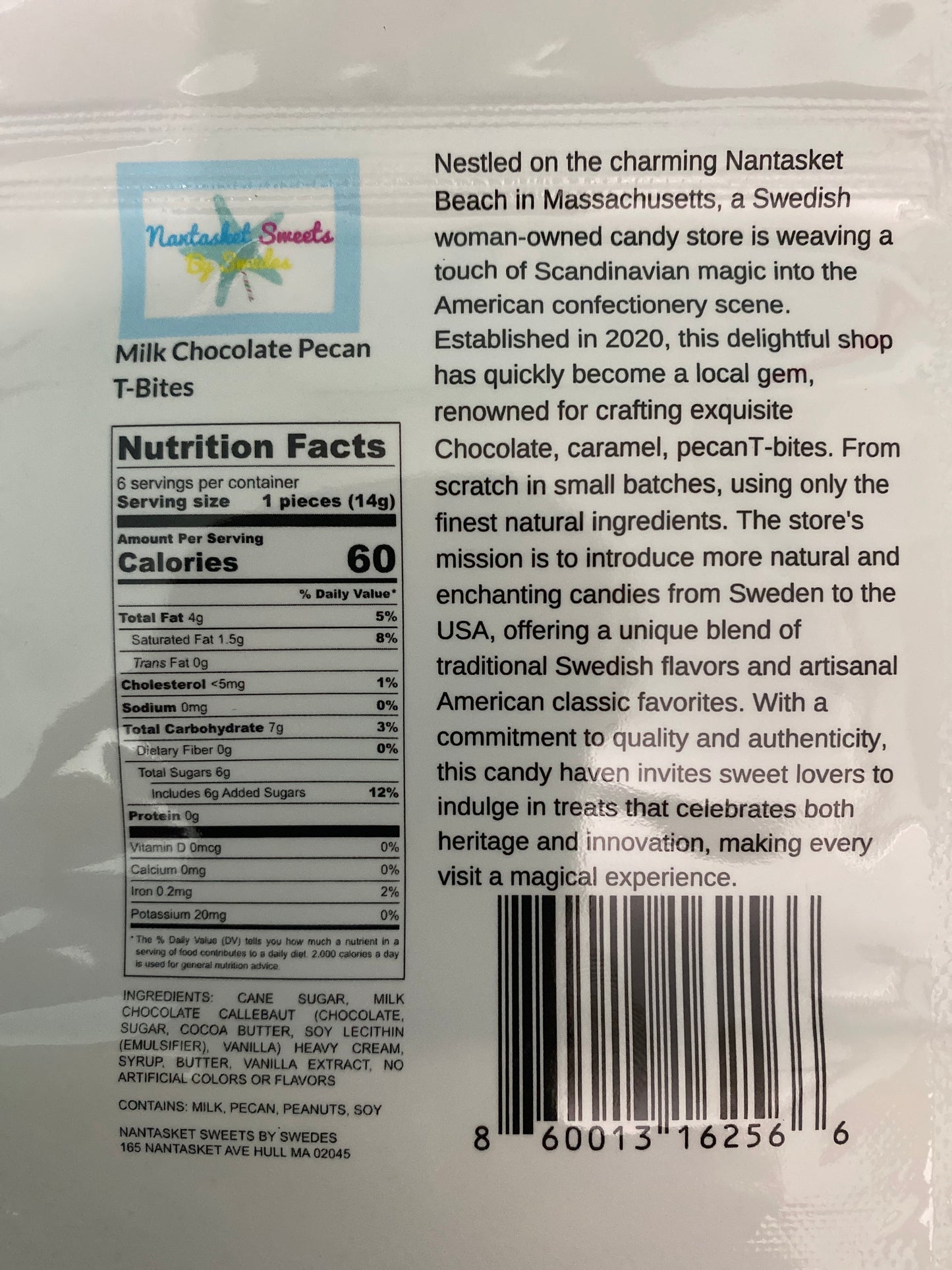 T Bites Chocolate Pecan Caramel by Nantasket Sweets 2.88 oz