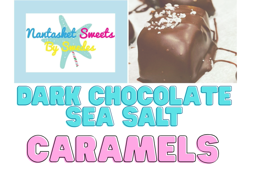 Dark Sea Salt Chocolate Caramel 8/box made by Nantasket Sweets in a gift box