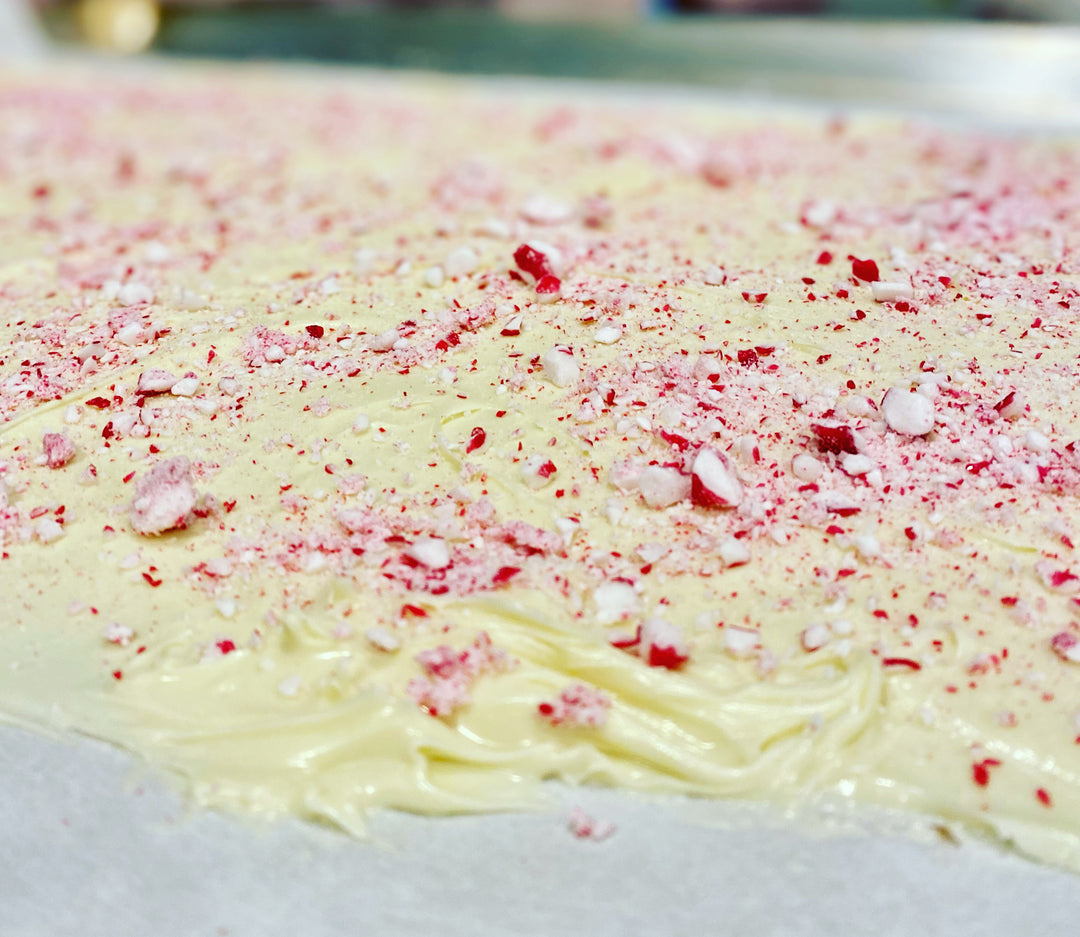 White Chocolate Bark with Peppermint sprinkles Special Edition 2oz