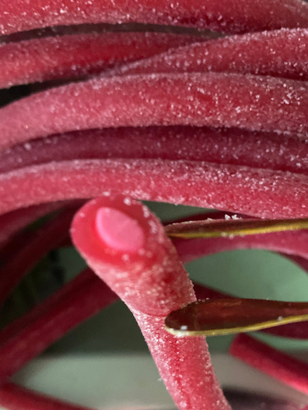 Two feet long Swedish Candy Log Sour Wild Strawberry, Sour Fizzy Blue and Candy Cane Twist