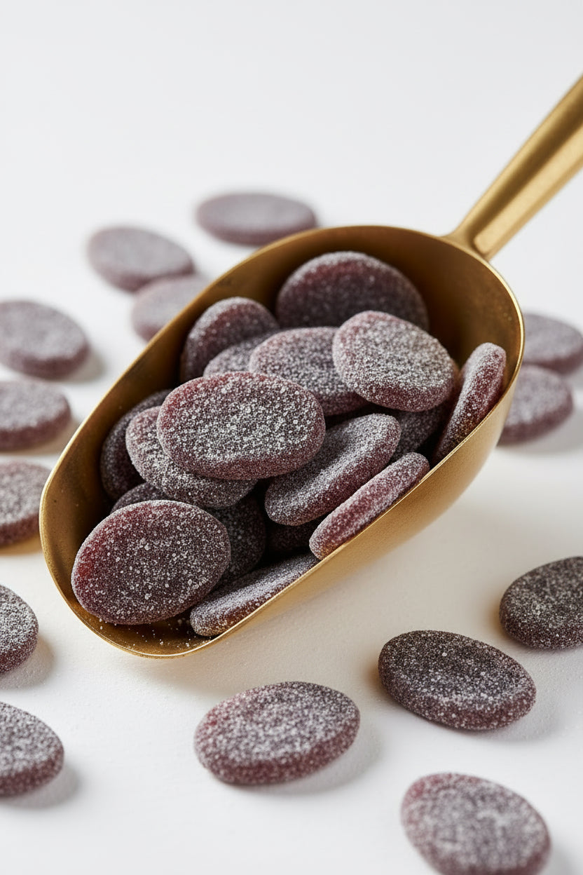 sour ovals blackcurrant swedish candy