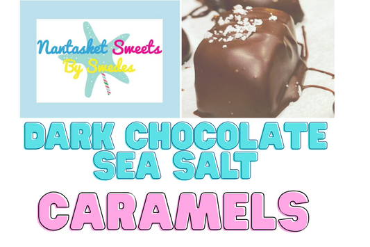 Dark Sea Salt Chocolate Caramel 8/box made by Nantasket Sweets in a gift box