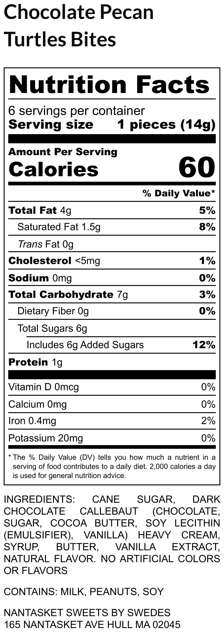 Chocolate Turtle Bites bag By Swedes 2.88oz