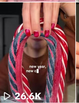 Two feet long Swedish Candy Log Sour Wild Strawberry, Sour Fizzy Blue and Candy Cane Twist