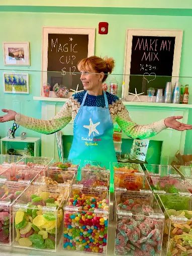 Swedish candy wall inside Nantasket Sweets By Swedes in Hull