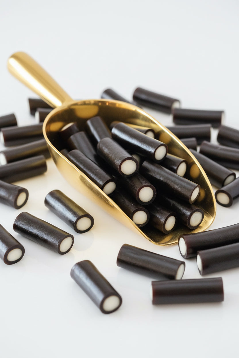 black licorice sweet with mint cream