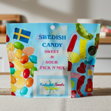 Packaged Swedish candy mix on a kitchen counter