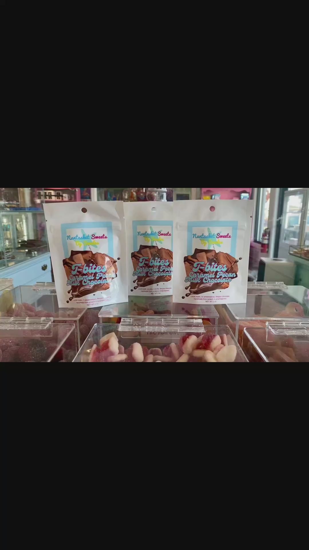 T Bites Chocolate Pecan Caramel by Nantasket Sweets 2.88 oz