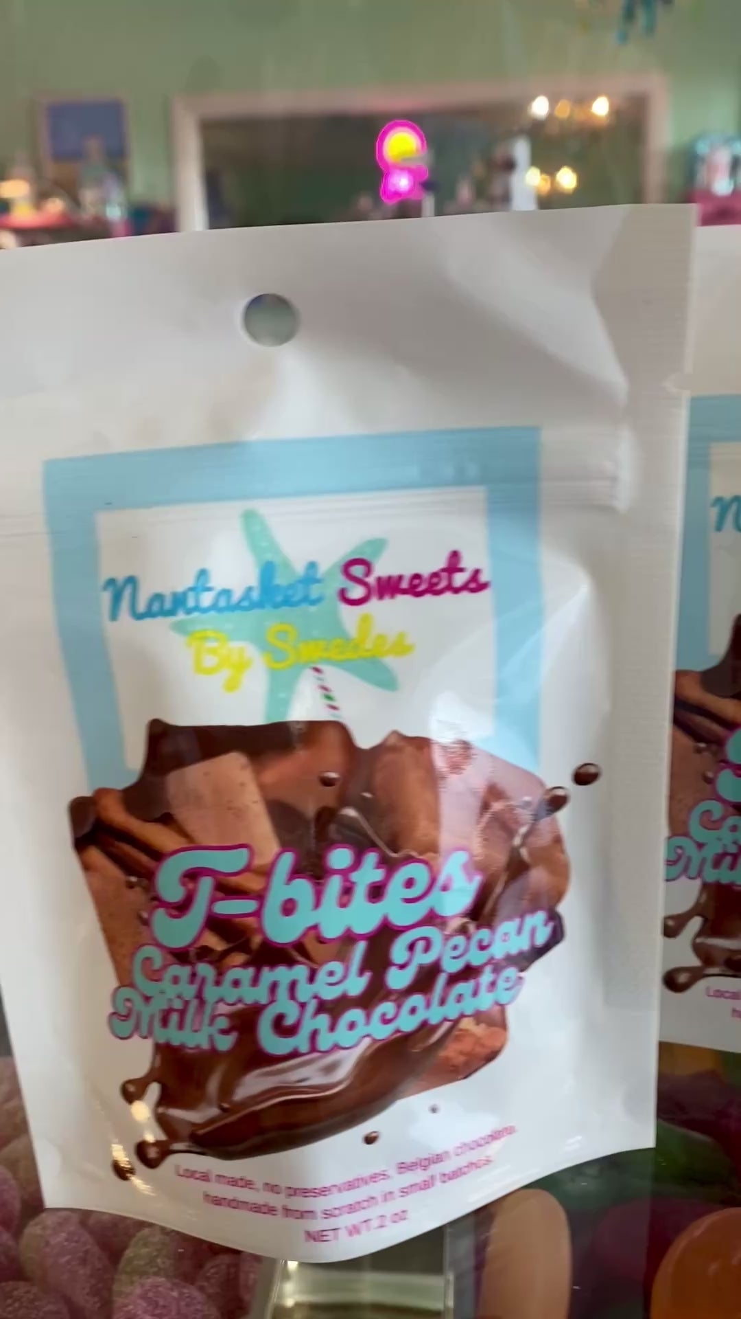 T Bites Chocolate Pecan Caramel by Nantasket Sweets 2.88 oz