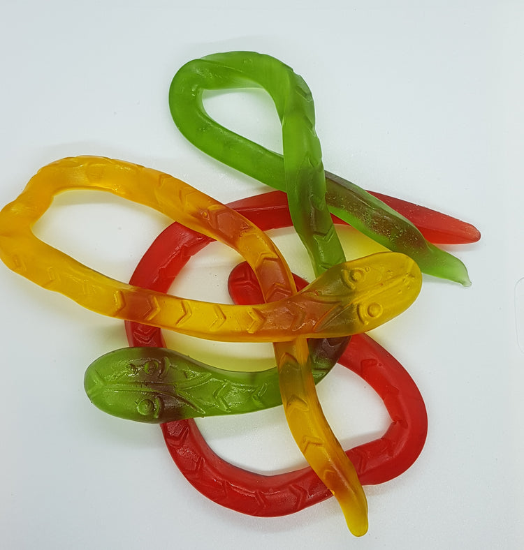gummy snakes green, red, yellow 