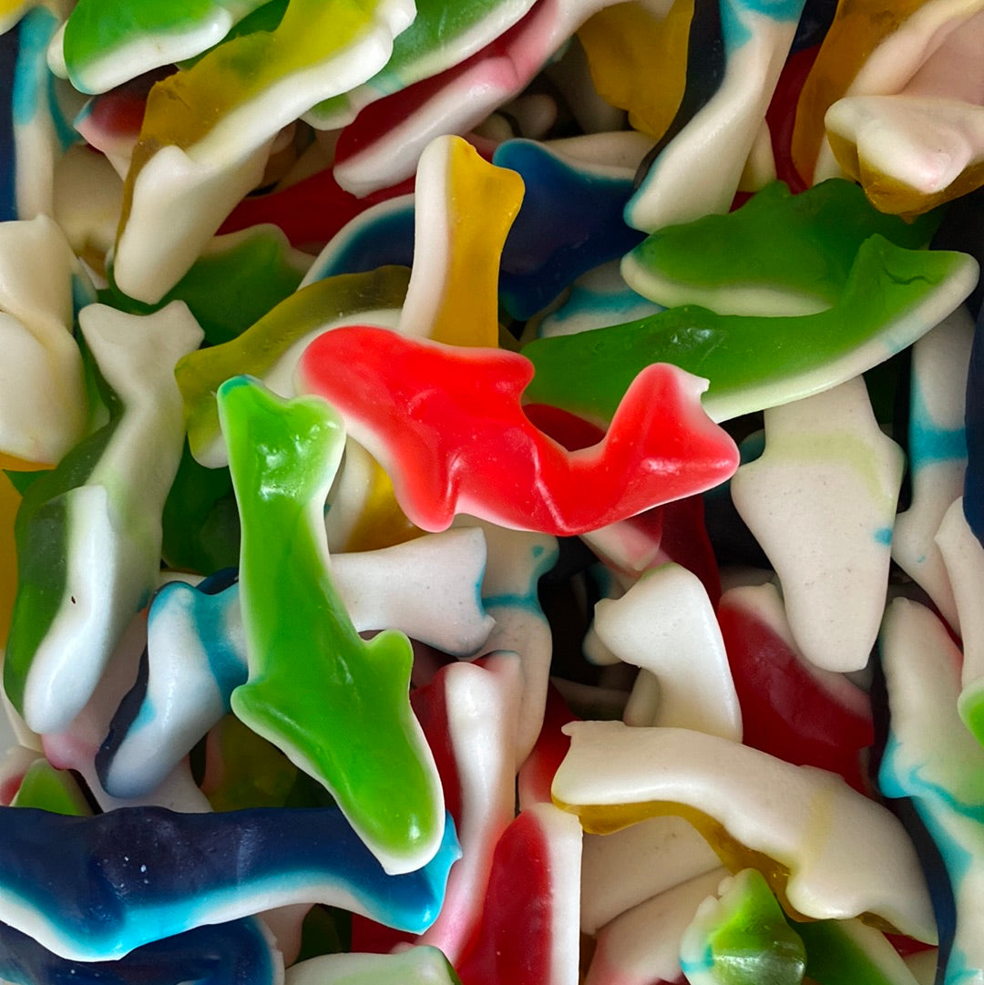 Red, Yellow, Green Gummy Sharks 4oz