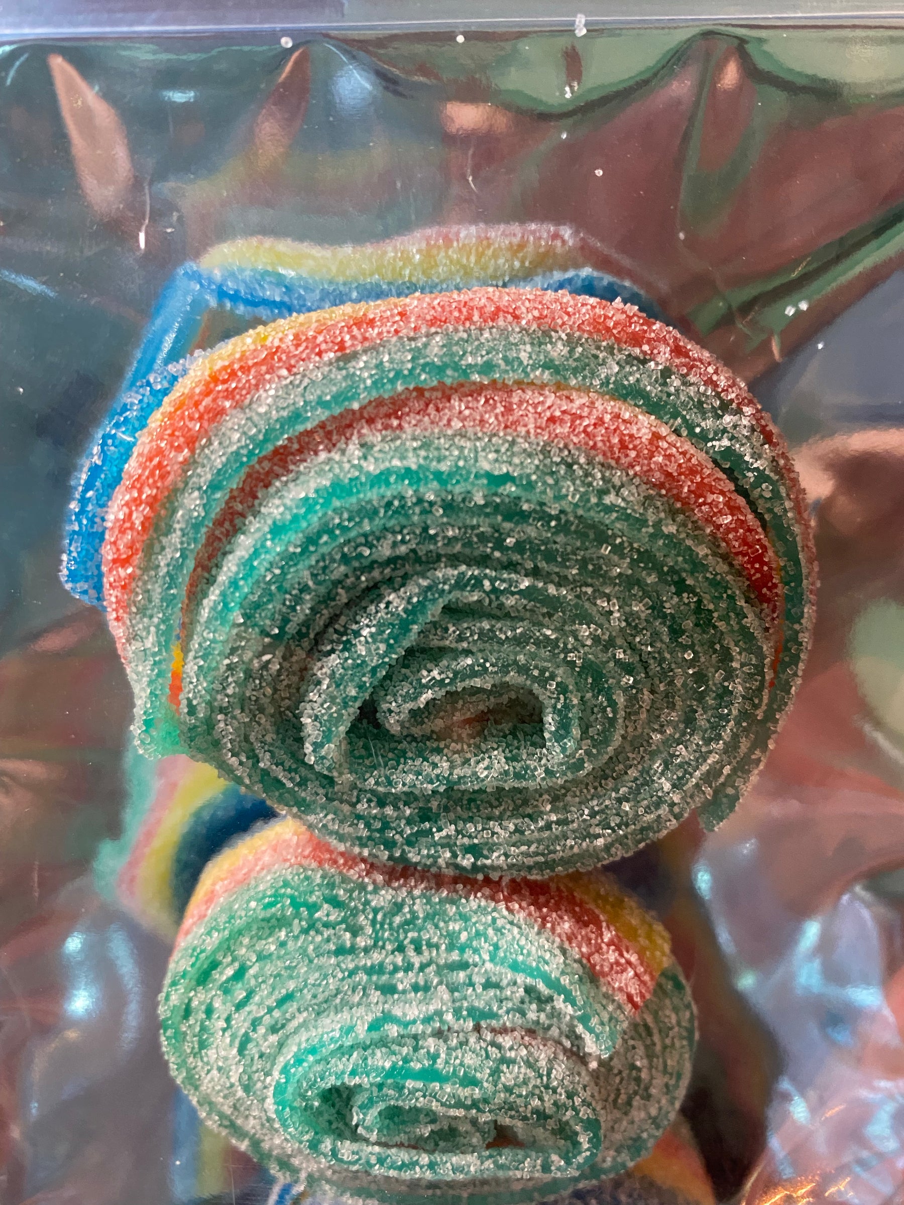 Rainbow Fizzy Sour rolls, gummy candy GELATIN FREE Nantasket Sweets