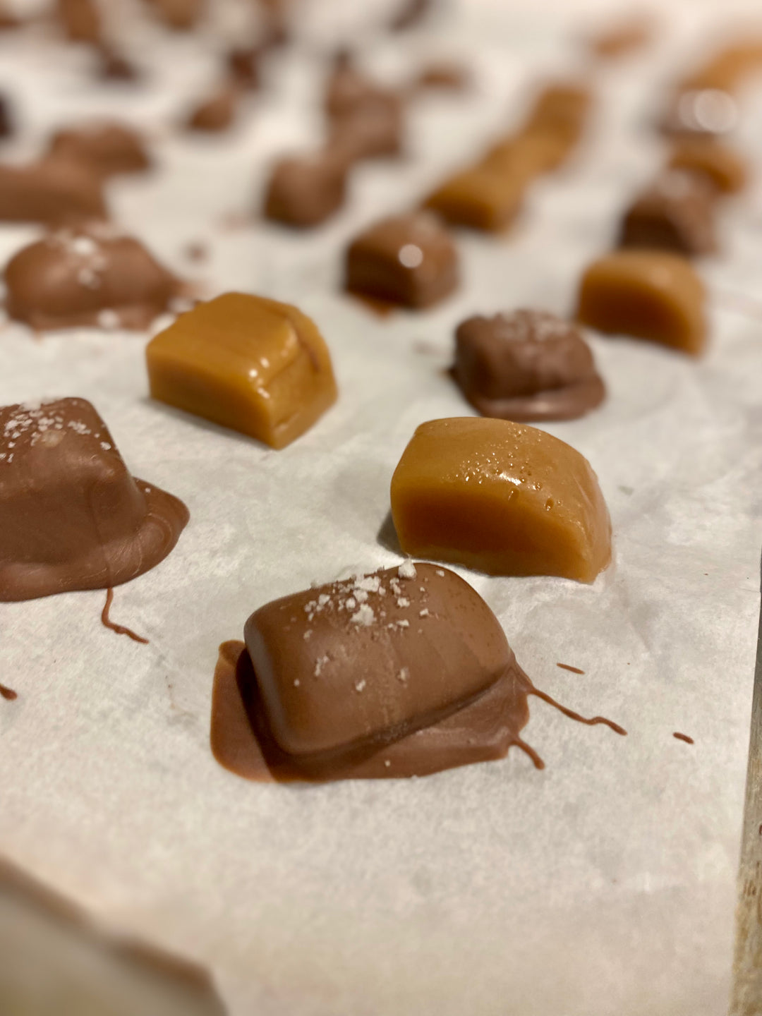 Sea Salt Milk Chocolate Caramel 12 pcs made by Nantasket Sweets in a gift box