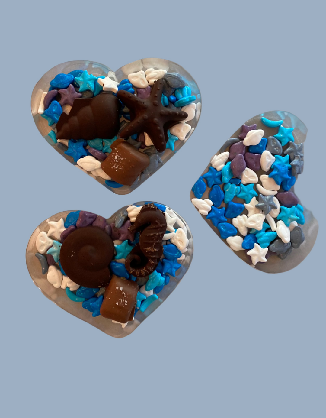 Chocolate Heart clear box 3 pieces