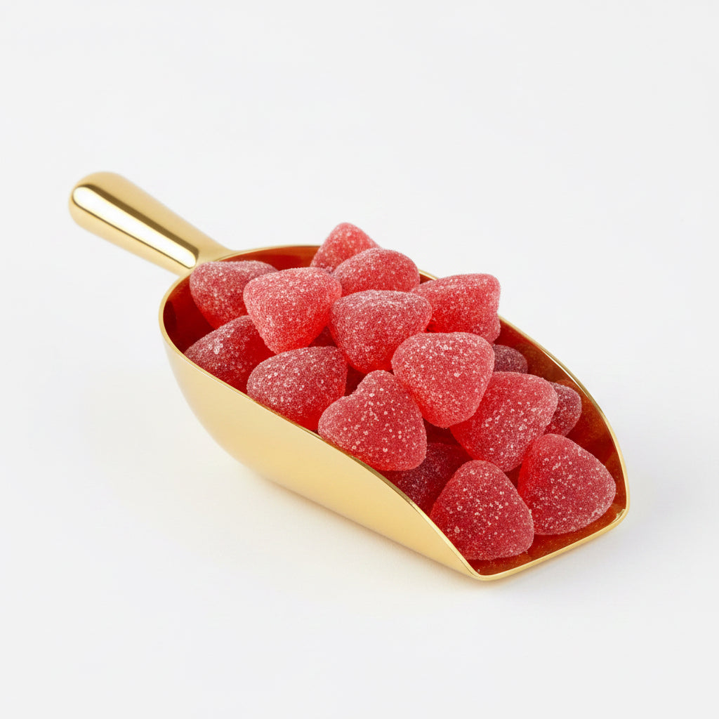 sugar coated gummy candy heart swedish candy
